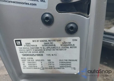 2005 GMC Yukon Denali from USA, damaged, VIN 1GKEK63U25J188639